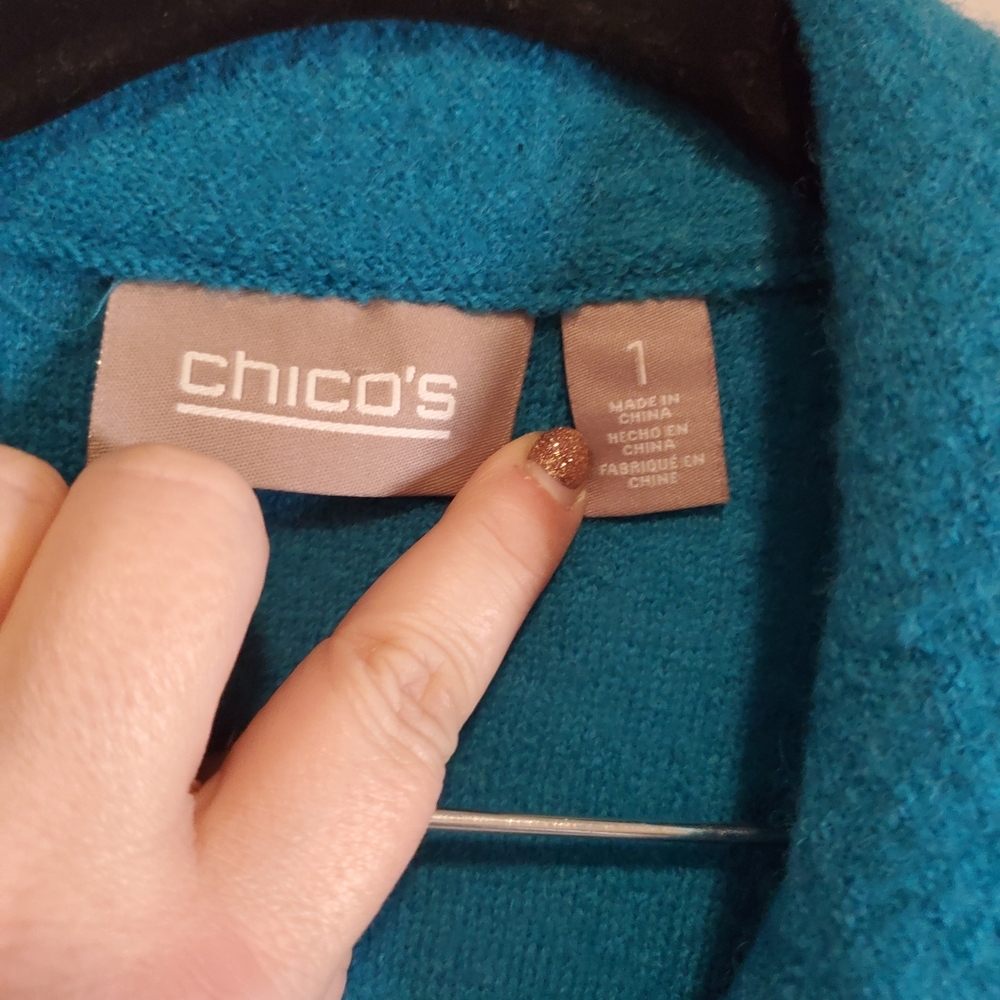 Chico's Teal 100% Wool Jacket - Picture 5 of 11